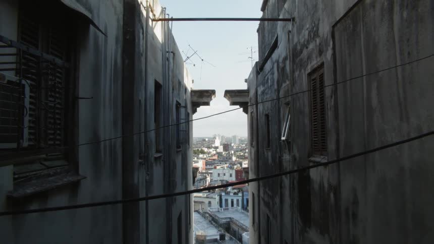 Power lines between buildings