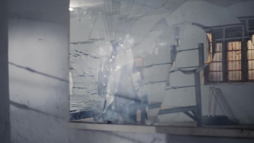 Man throws a stool and breaks a mirror