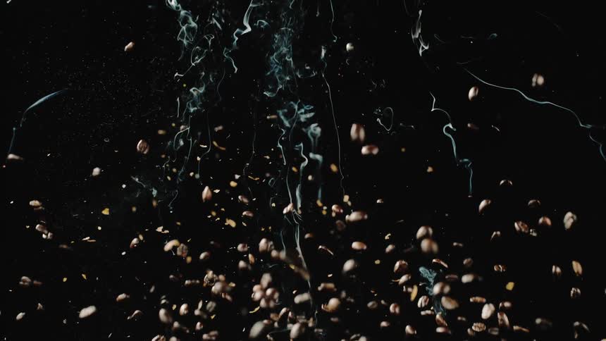 Coffee beans fall down