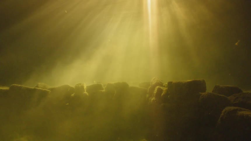 Light streams underwater