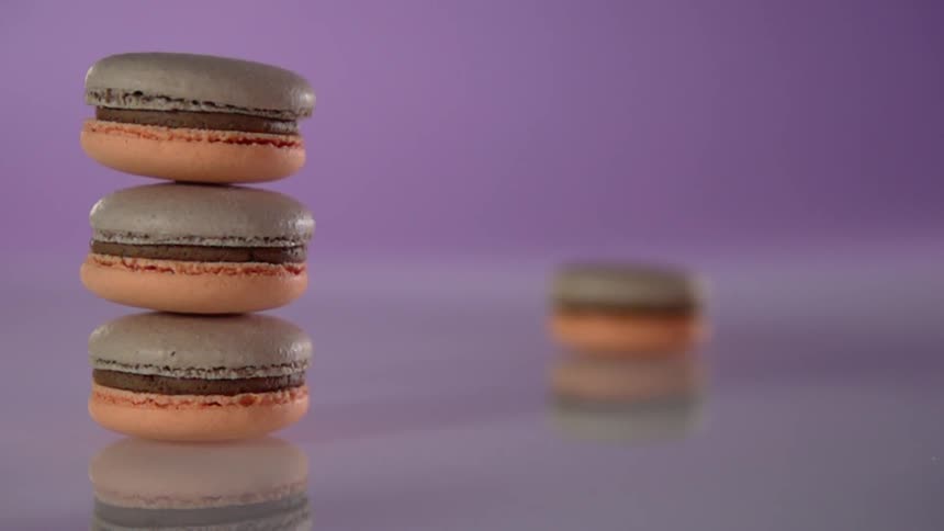 Three cookies in a stack spin around