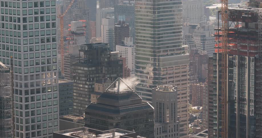 Many skyscrapers in a city
