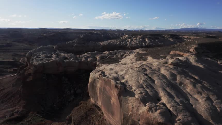 Aerial view of wide desert landscape