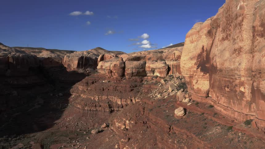 Aerial of deep desert canyon landscape