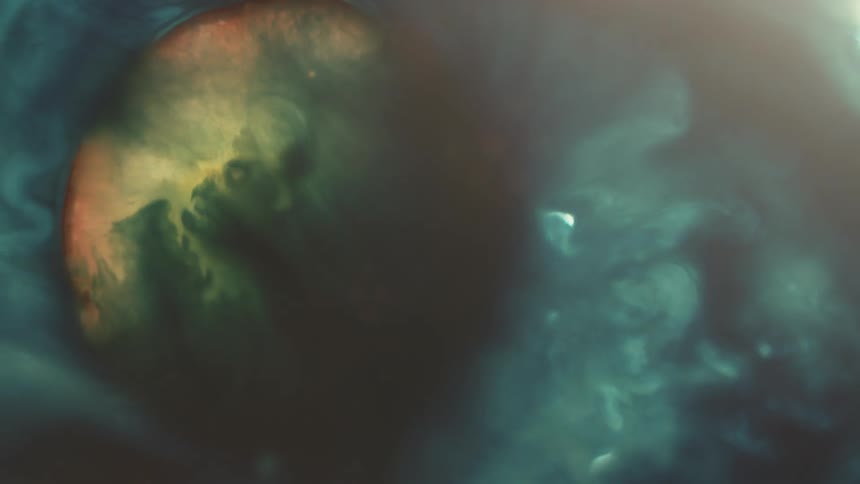 A yellow circle with a blue background