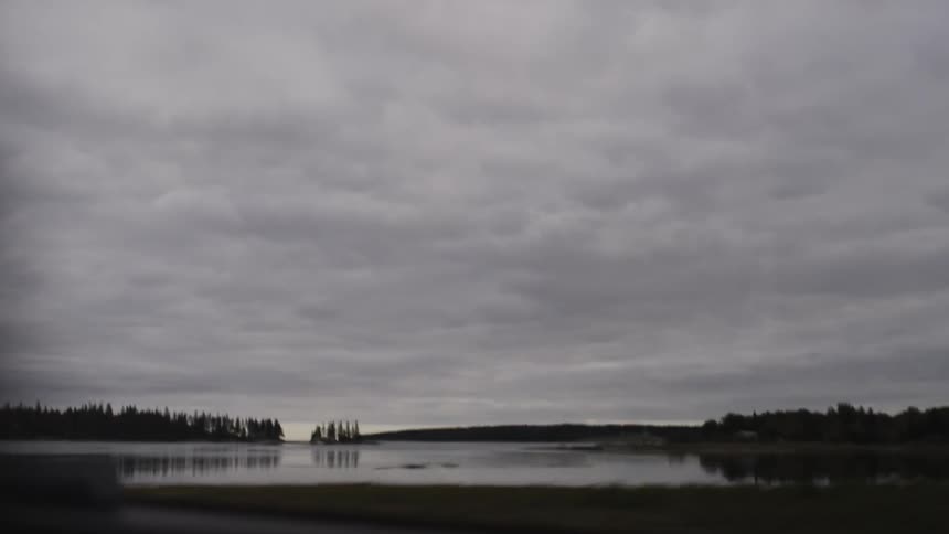 Driving past a lake