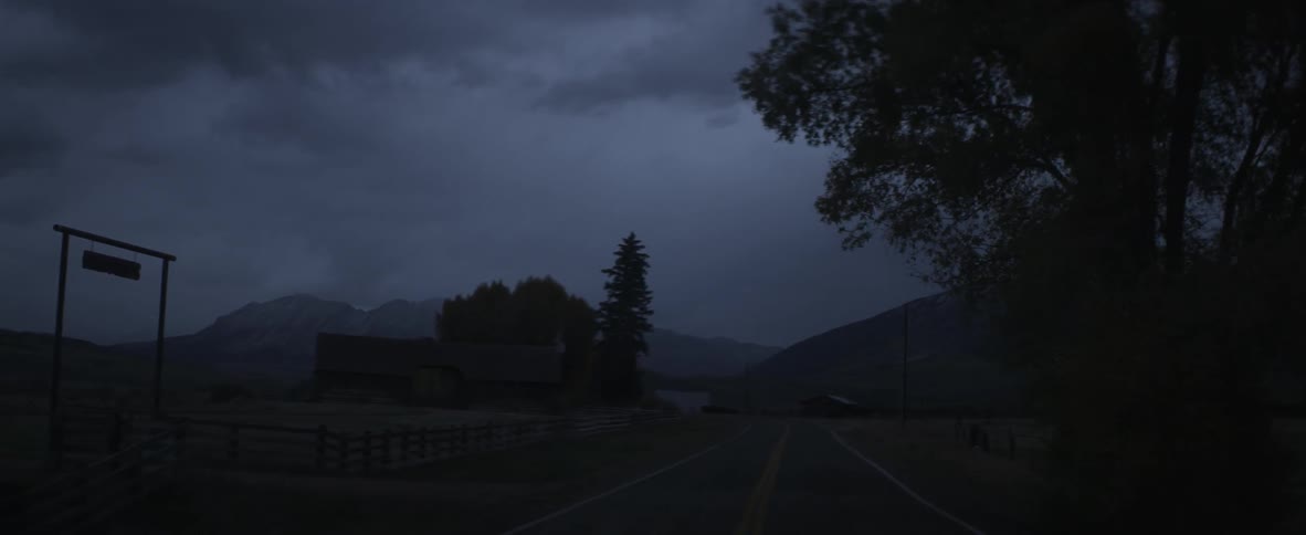 A country road at night