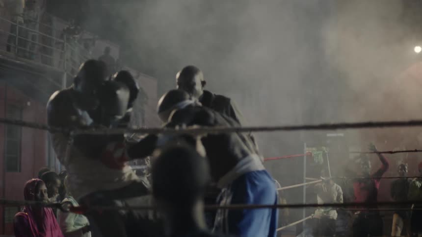 Boxers compete at an outdoor match