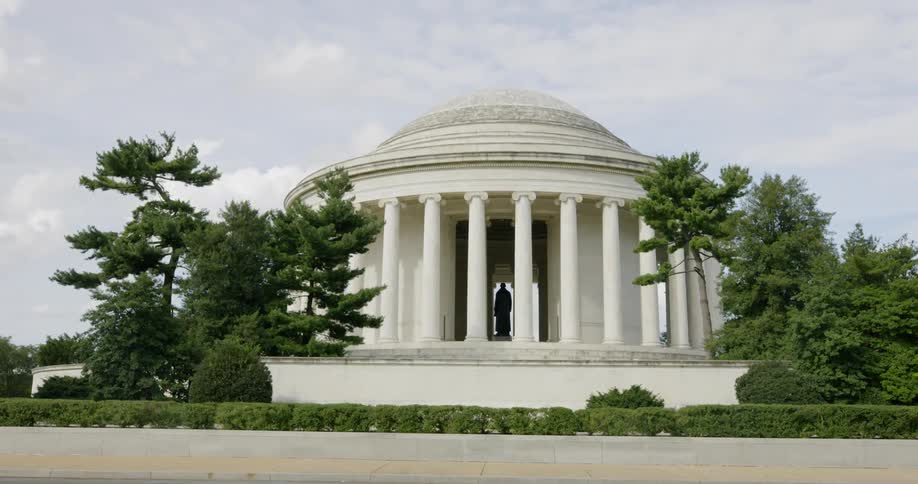 A statue of Thomas Jefferson within in the Jefferson Memorial