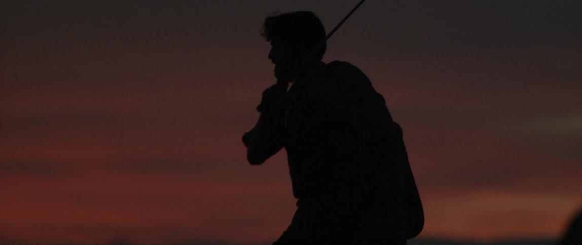 A man hikes outside