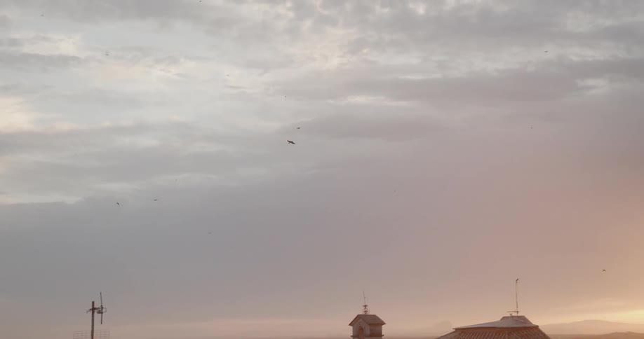 Sunrise over a city