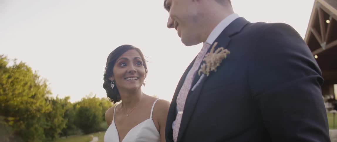 Couple walking and smiling