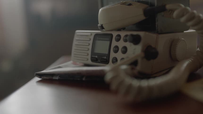Radio and handset on table