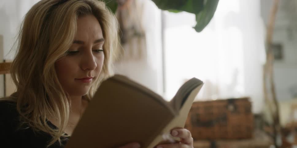 A woman reads a book