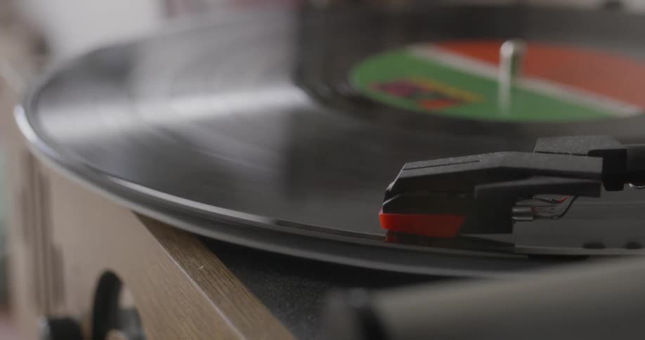 A record plays on a record player