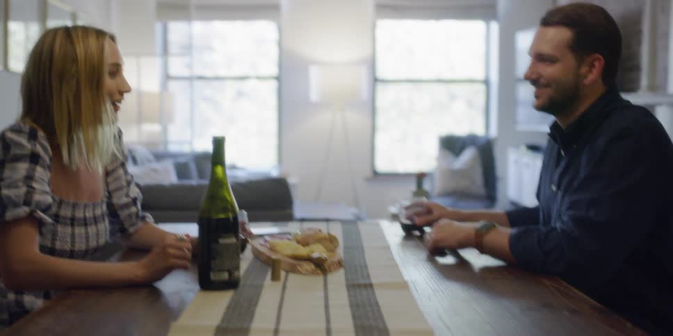 A man and woman dine together