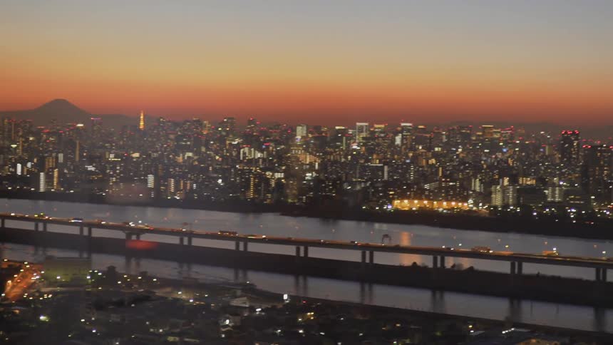 The sprawling city of Tokyo comes alive in the evening