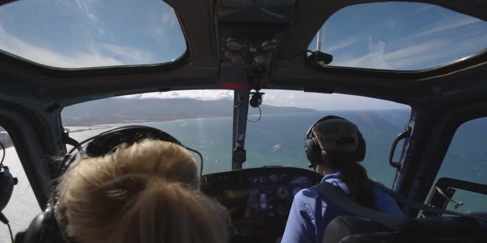 A view from the cockpit of a helicopter