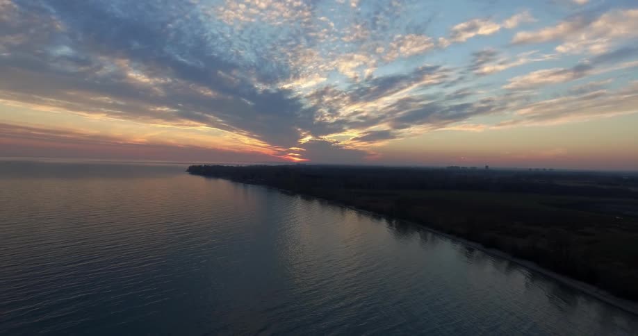 Clouds over the ocean after sunset
