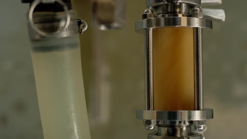 Liquid flows through tubes in a brewery