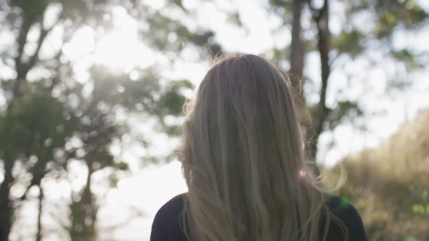 Woman In Nature And Watching Sunset