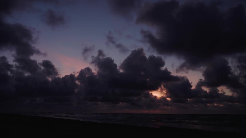 Dark clouds over the ocean after sunset