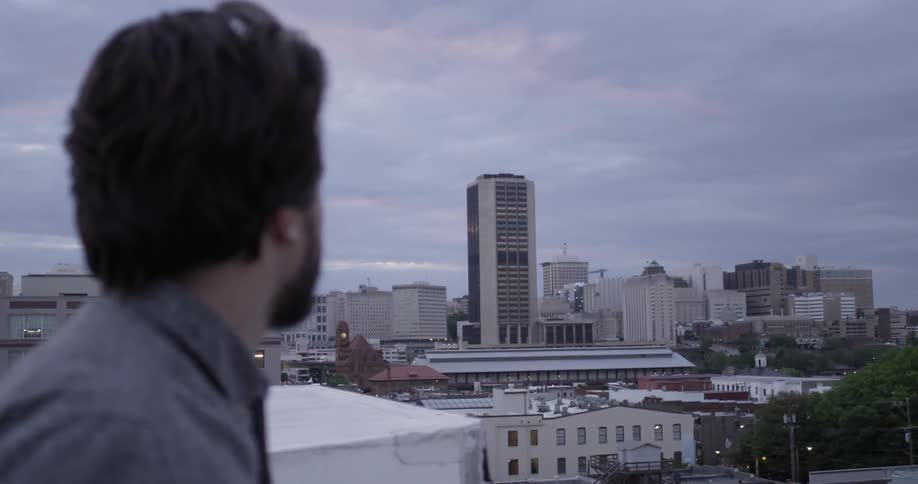 A person overlooking a city