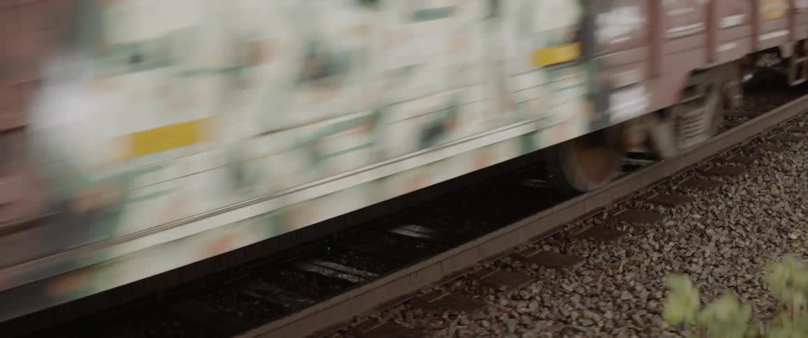 Train travels down the railway tracks