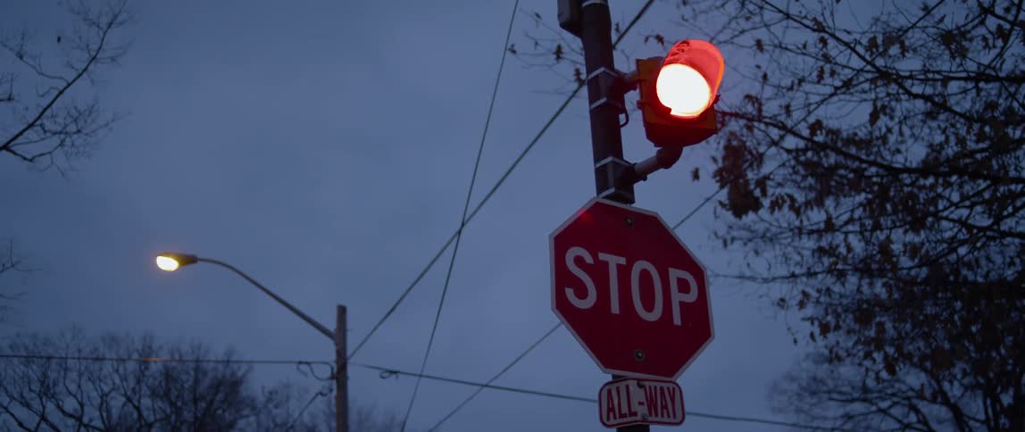Stop sign at dawn