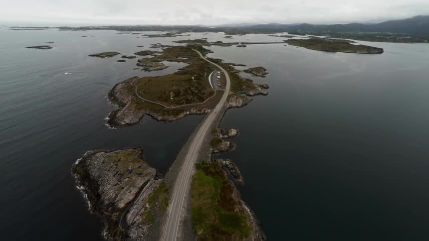 Aerial of a person driving a car
