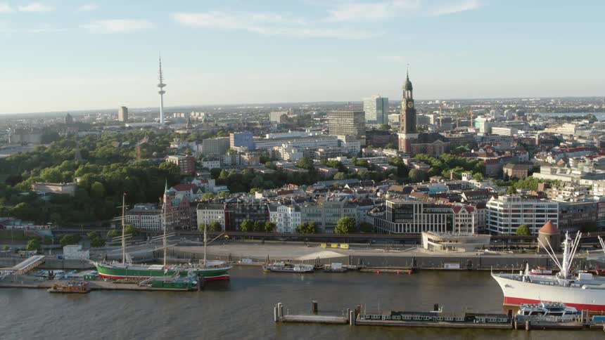 Aerial view of city Hamburg