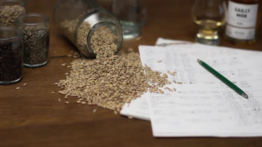 Seeds spilled out on a desk