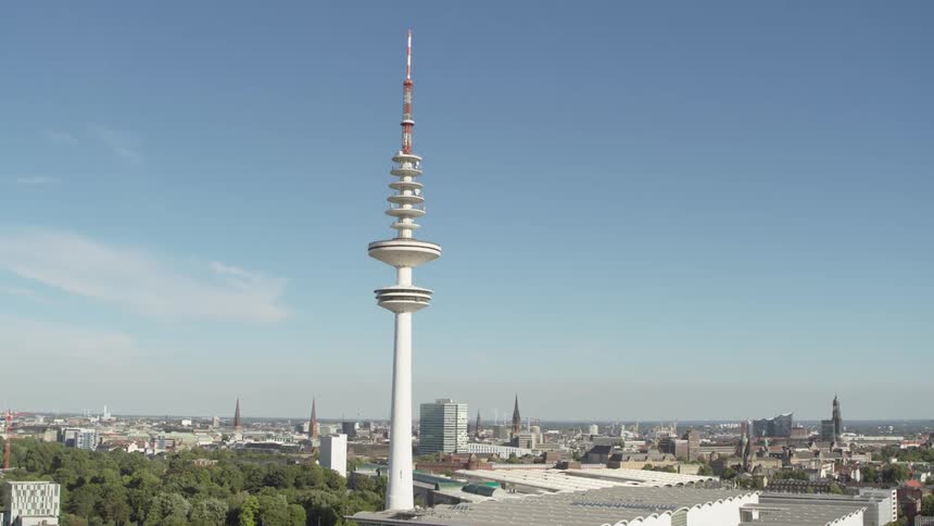 A large tv tower protrudes above the skyline