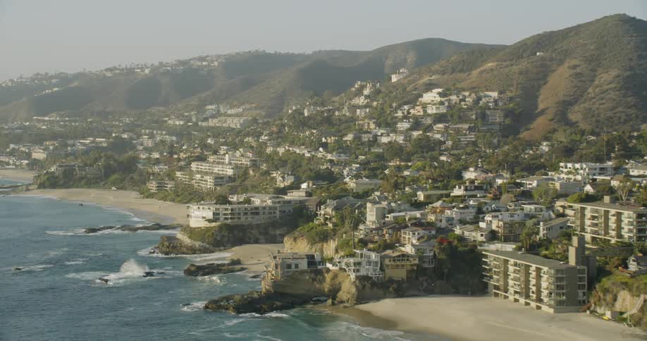 Waves crash against rocks in Laguna Beach