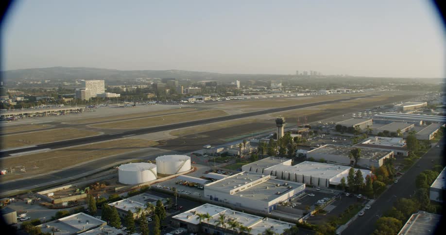 The airport is surrounded by many buildings