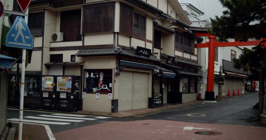 The town street is empty
