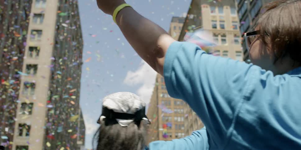 People march in a pride parade