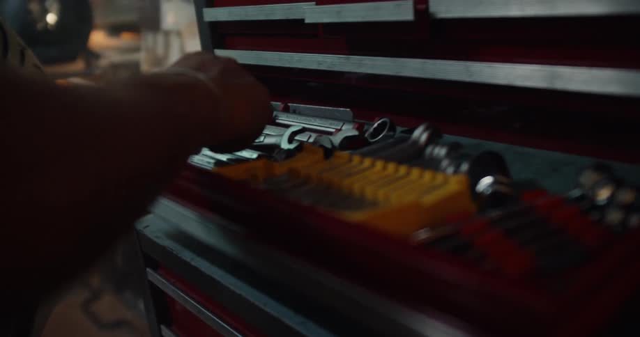 A man hopes a tool chest