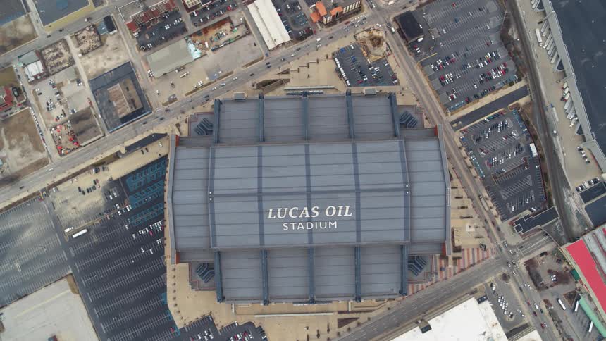 The lucas oil stadium is seen from above