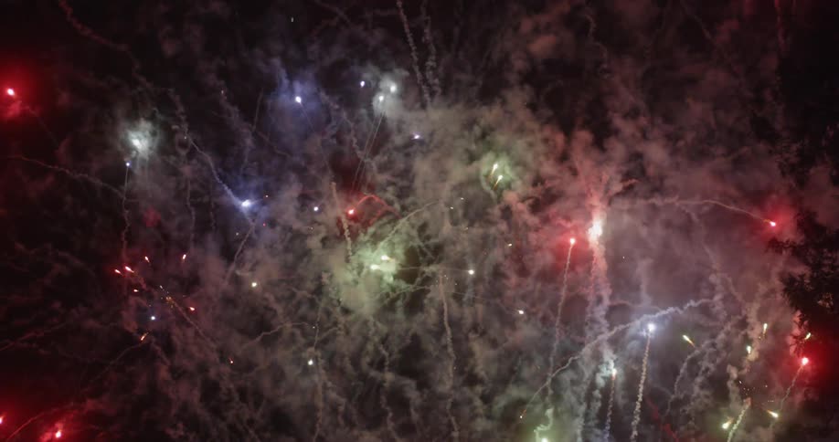 Colorful fireworks fill the sky at night
