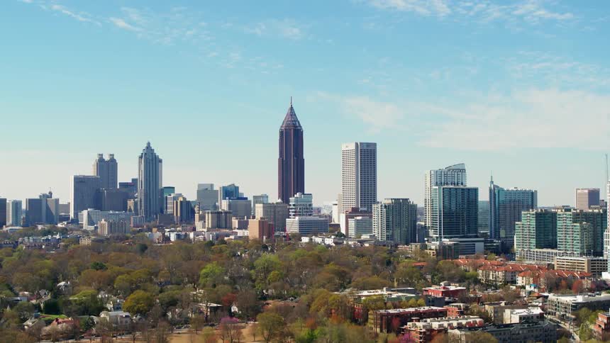 Large city on partly cloudy day