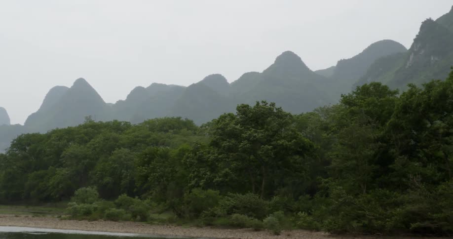 A river flows through mountains