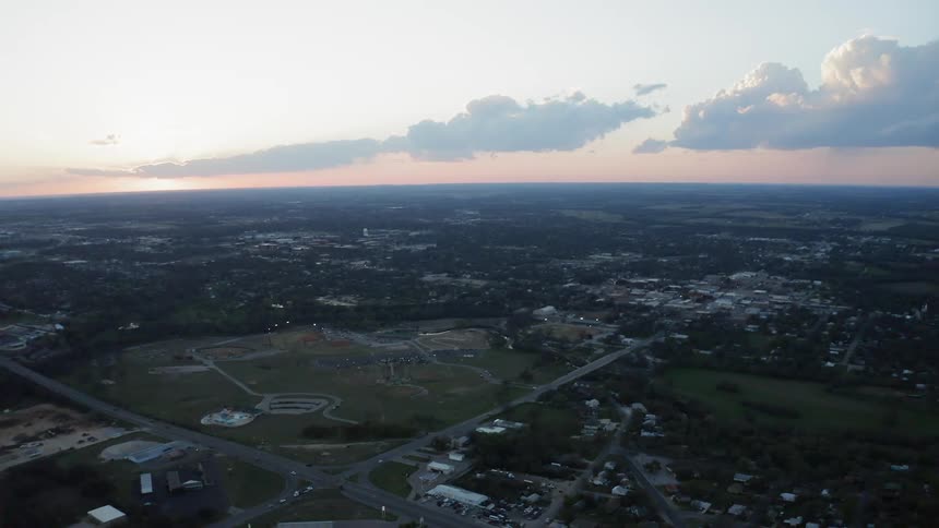 Clouds hang above the city