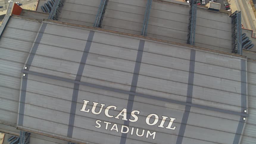 The lucas oil stadium is seen from above