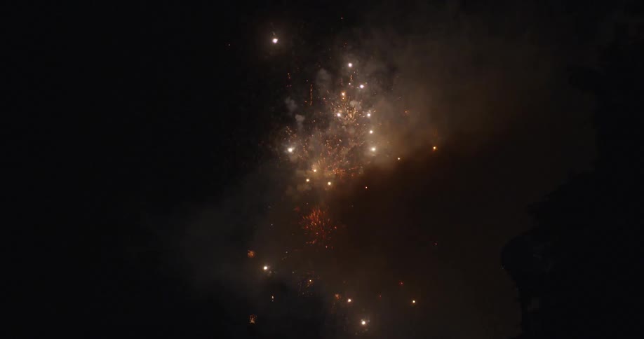 Fireworks are exploding in the sky at night