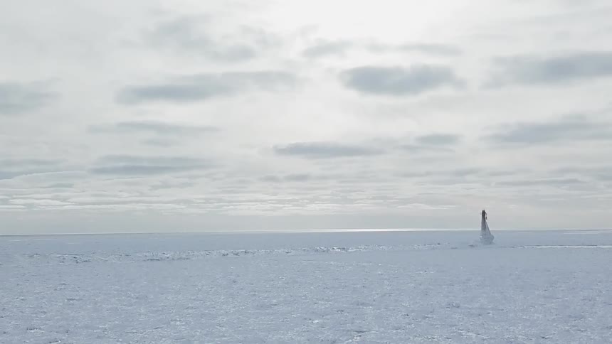 The field is covered in ice