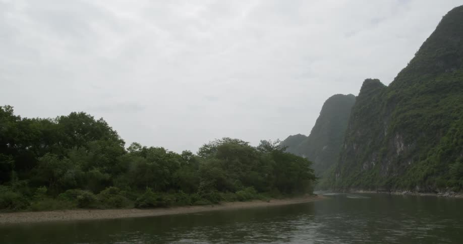 A river flows through mountains