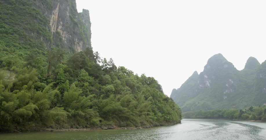 A river flows through mountains
