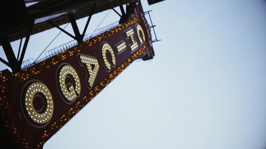 Chicago Theater Sign Sparkles with Lights