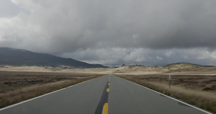 Traveling on a road in the desert